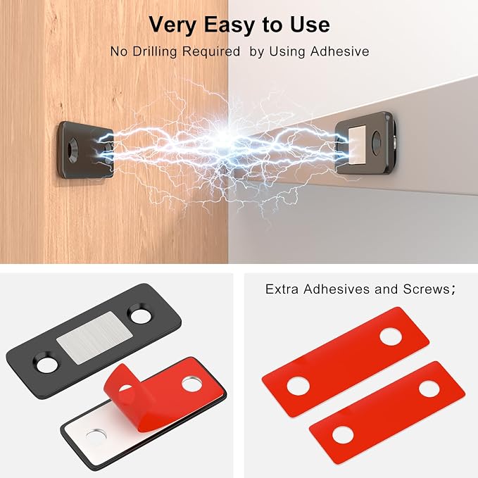 Cabinet Magnetic Catch 6 Pack Ultra Thin Cabinet Door Magnets Stick on Drawer Magnets Cabinet Latch Magnetic Closures for Cabinets Kitchen Closet Door Closing Magnetic Door Catch Closer